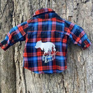 Baby Bear Flannel. Flannel Shirt. Upcycled